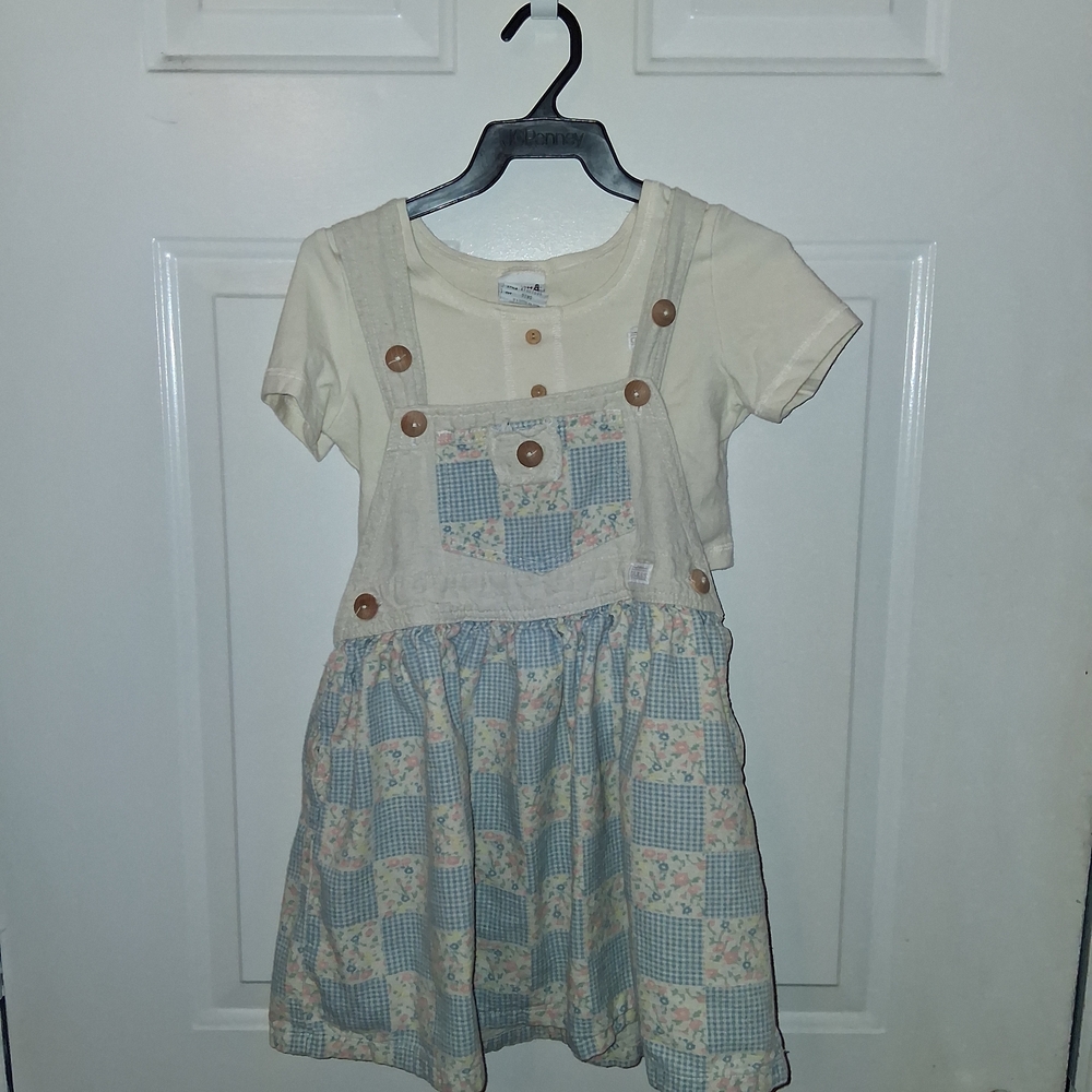 Vintage Guess Kids Casual Dress in Cream and Blue